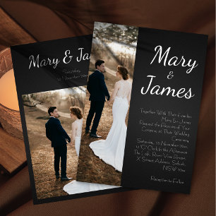 Convites Casamento preto e branco minimalista monocromático