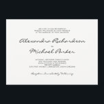 Convites Casamento preto e branco mínimo da elegância |<br><div class="desc">Este estilo minimalista caracteriza a tipografia moderna elegante em preto e branco.</div>