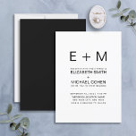 Convites Casamento Preto e Branco Mínimo Moderno Monograma<br><div class="desc">Leek, chic e elegante, este convite de casamento do Monograma Mínimo preto e branco é facilmente personalizado com as suas iniciais de casamento, e perfeito para um caso moderno e sofisticado na tipografia sans moderna. Muito obrigado por apoiar a nossa pequena empresa, que apreciamos muito! Estamos tão felizes que você...</div>