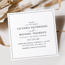 Convites Casamento preto e branco mínimo simples