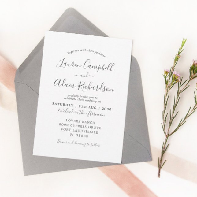 Convites Casamento preto e branco moderno (Criador carregado)