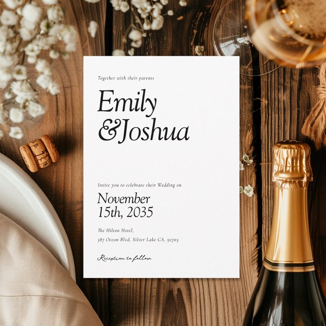 Convites Casamento preto e branco moderno (Criador carregado)