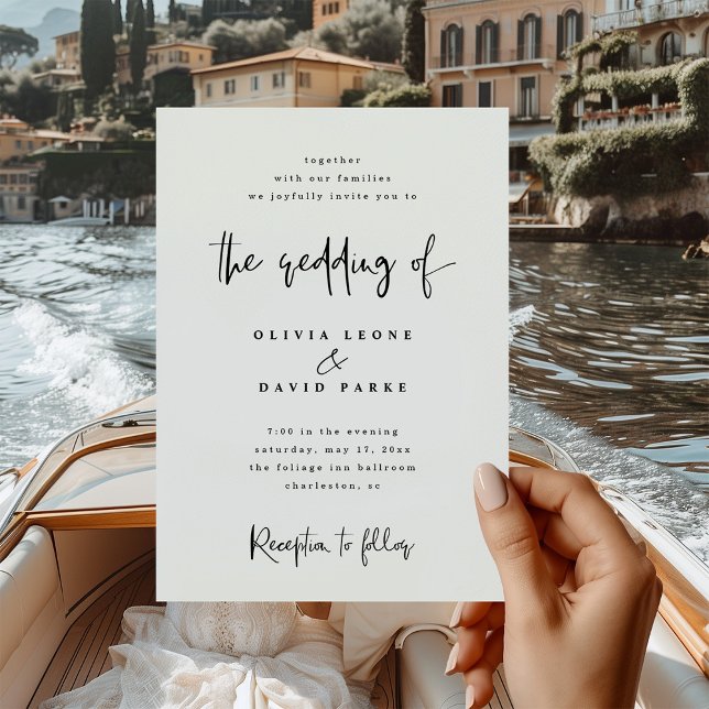 Convites Casamento preto e branco moderno (Criador carregado)