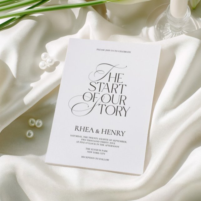 Convites Casamento Preto e Branco Moderno e Elegante (Elegant Modern Black & White Wedding Invitation)