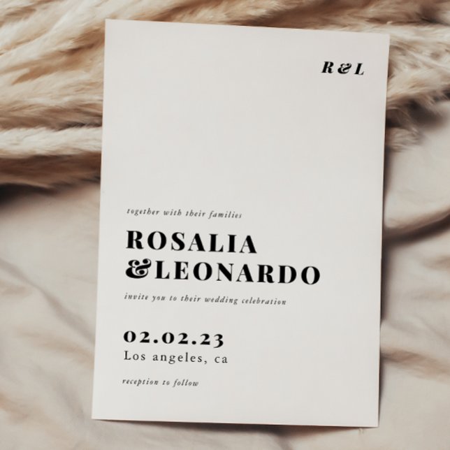 Convites Casamento preto e branco moderno e elegante (Criador carregado)