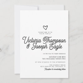Convites Casamento Preto e Branco Moderno e Elegante com Le