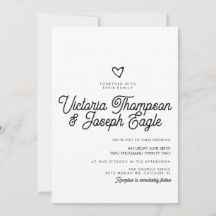 Convites Casamento Preto e Branco Moderno e Elegante com Le