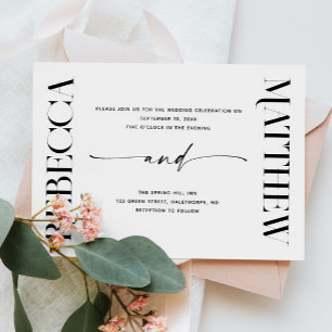 Convites Casamento Preto e Branco Moderno e Elegante Foto