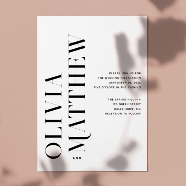 Convites Casamento Preto e Branco Moderno | Foto Minimalist (Criador carregado)