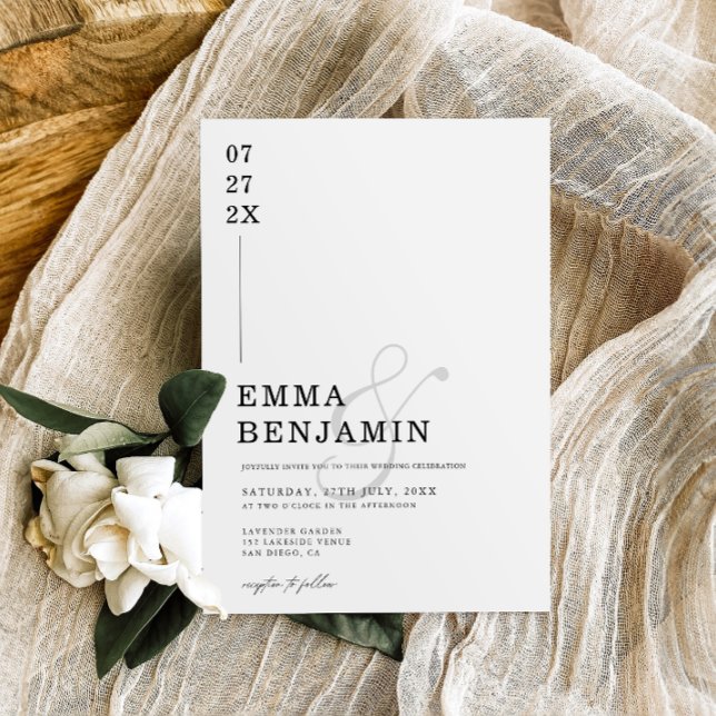 Convites Casamento Preto e Branco Moderno & Minimalista (Criador carregado)