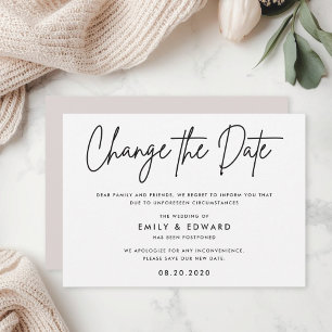 Convites Casamento preto e branco moderno muda a data