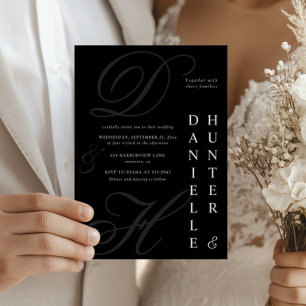 Convites Casamento preto e branco monocromático moderno