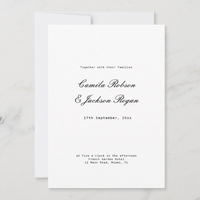 Convites Casamento Preto e Branco Old Money (Frente)