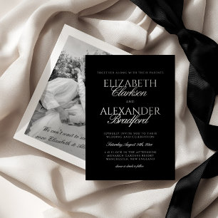 Convites Casamento Preto e Branco Old Money