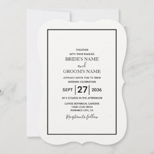 Convites Casamento preto e branco simples minimalista