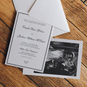 Convites Casamento Preto e Branco Vintage Old Money