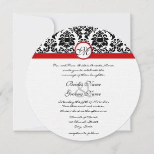 Convites Casamento Preto e Branco Vitoriano Damasko com Cor