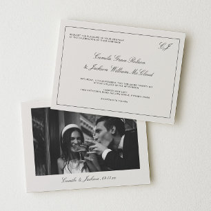 Convites Casamento Preto e Creme ao Estilo Vitoriano Antigo