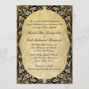Convites Casamento preto e de creme do vintage