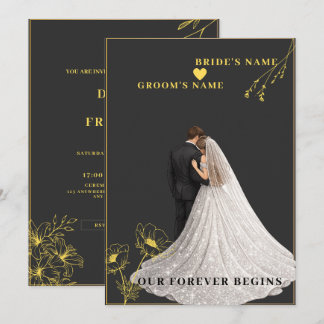Convites casamento preto e dourado