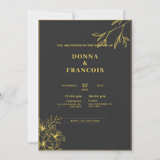 Convites casamento preto e dourado