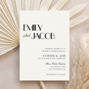 Convites Casamento Preto e Marfim Art Déco Clássico de Dinh