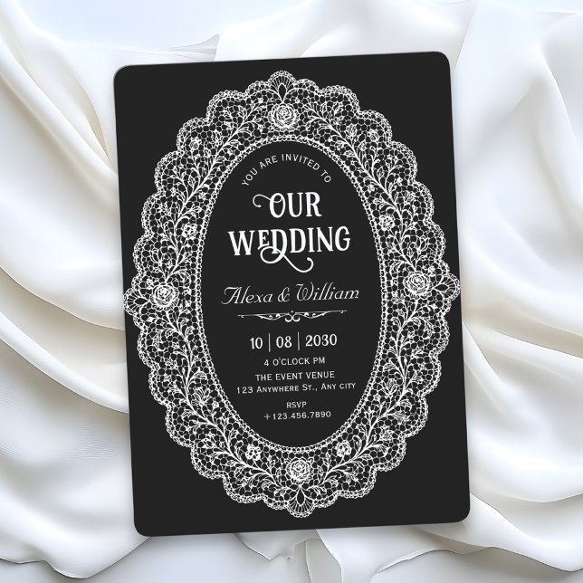 Convites Casamento preto elegante (Criador carregado)