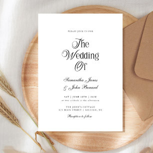 Convites Casamento Preto Elegante Moderno Chic Script