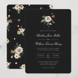 Convites Casamento Preto Floral