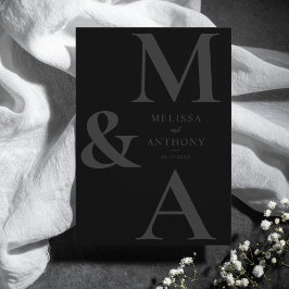 Convites Casamento Preto Fosco Minimalista Moderno