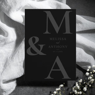 Convites Casamento Preto Fosco Minimalista Moderno