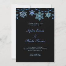 Casamento Preto Luzes Azuis Penduradas e Flocos de