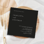 Convites Casamento Preto Minimalista na Praça Moderna<br><div class="desc">Convite para Casamento na Praça Moderna Minimalista Negra</div>