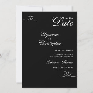 Convites Casamento Preto Moderno Chic Salve A Data