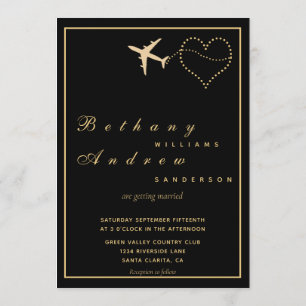 Convites Casamento preto moderno do passaporte
