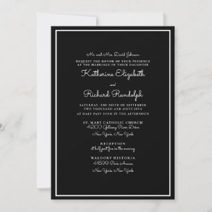 Convites Casamento Preto Pais Formal & Elegante