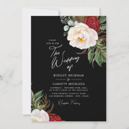 Convites Casamento Preto Personalizável de Peões Aquosos