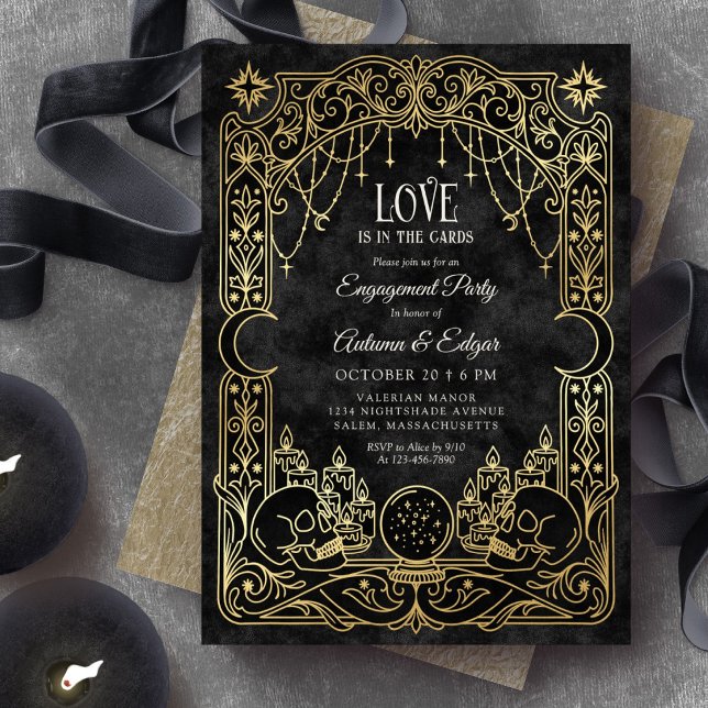 Convites Casamento Preto Tarot Halloween Gótico (Criador carregado)