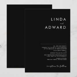 Convites Casamento Preto Tradicional Minimalista Moderno