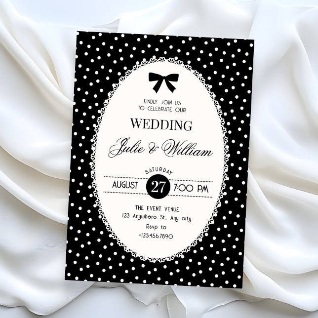 Convites Casamento preto vintage (Criador carregado)