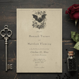 Convites Casamento Preto Vintage Gótico Toile Bege