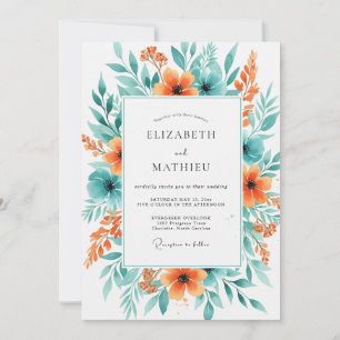 Convites Casamento Primavera Aquário Coral Animado