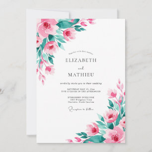 Convites Casamento Primavera Atmosférico Rosa Turquesa