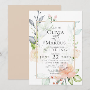 Convites CASAMENTO Primavera Blush Peach Blossomo Rosa