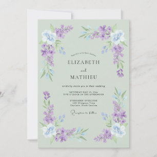 Convites Casamento Primavera em Verde Salvia em Cascata