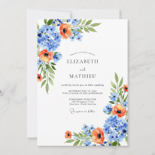 Convites Casamento Primavera Flor de Laranjeira Azul