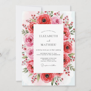 Convites Casamento Primavera Luxuriante Carmesim