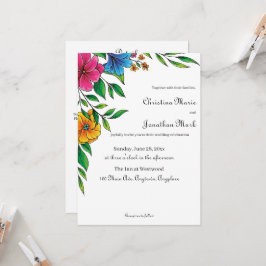 Convites Casamento Primavera Verão Flor Brilhante