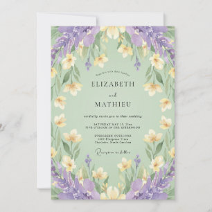 Convites Casamento Primavera Verde Salvia Lavanda