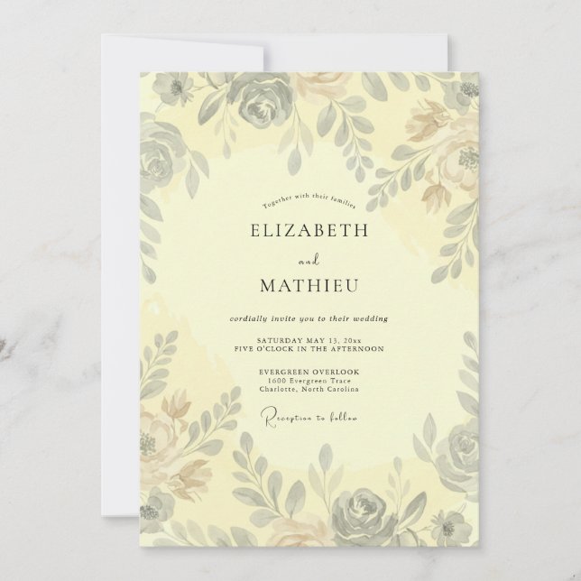 Convites Casamento Primrose Painted Leaf (Frente)